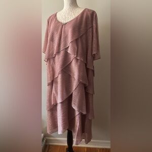 Gorgeous Asymmetrical layered shimmering Rose Pink dress.